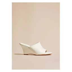 The Marion Wedge Sandal In Crinkled White Leather