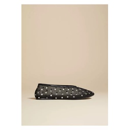 The Marcy Flat In Black Mesh With Crystals