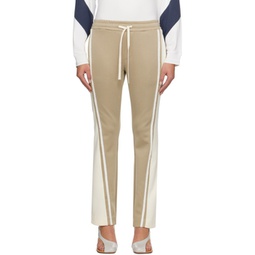Beige & Off-White Flared Tape Track Pants 241586F086002