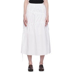 White Drawstring Maxi Skirt 241586F093007