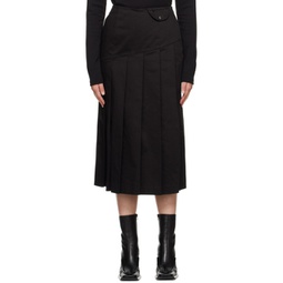 Black Pleated Midi Skirt 232586F092000