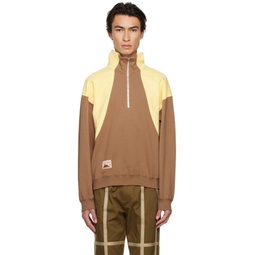 SSENSE Exclusive Brown & Yellow Half-Zip Sweatshirt 231586M202003