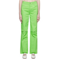 Green Slit Trousers 231927F087004