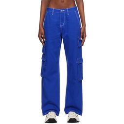 Blue Embroidered Jeans 231088F087008