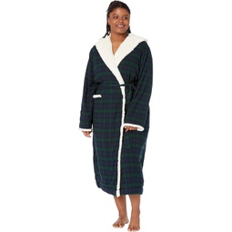 Womens LLBean Plus Size Scotch Plaid Flannel Sherpa Lined Long Robe
