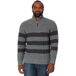 Mens LLBean Signature Cotton Fisherman Sweater 1/4 Stripe