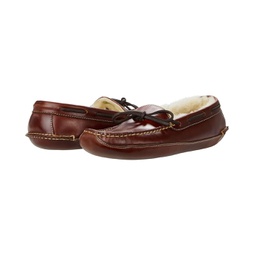 Mens LLBean Leather Double-Sole Slippers Shearling Lined