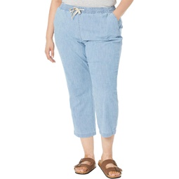 Womens LLBean Plus Size Lakewashed Chino Pull-On Chambray Pants Ankle