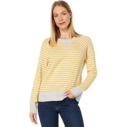 Womens LLBean Organic Cotton Slub Crew Neck Sweatshirt Sweater Stripe