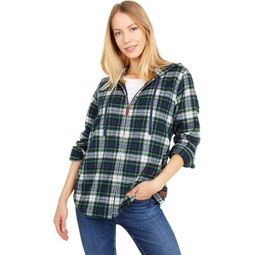 Womens LLBean Scotch Plaid Flannel Relaxed Fit Hoodie
