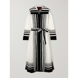 LA DOUBLEJ Sundowner belted striped cotton-poplin midi shirt dress