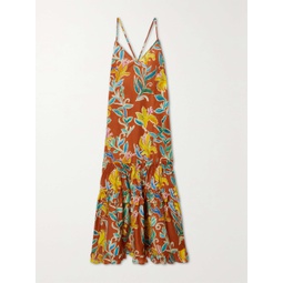 LA DOUBLEJ Radiosa tiered floral-print cotton and silk-blend voile maxi dress
