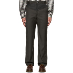 Gray Striped Trousers 222751M191006