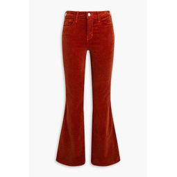 Cotton-blend velvet flared pants