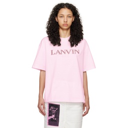 Pink Oversized Embroidered Curb T Shirt 241254F110002