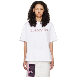 White Oversized Embroidered Curb T Shirt 241254F110003