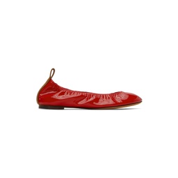 Red Leather Ballerina Flats 241254F118007