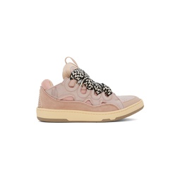 Pink Leather Curb Sneakers 241254M237001