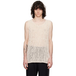 Off White Distressed Tank Top 241254M214003