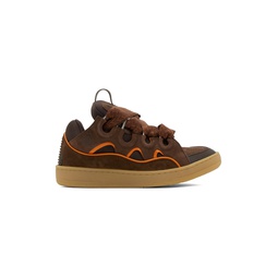 SSENSE Exclusive Brown Leather Curb Sneakers 241254M237054