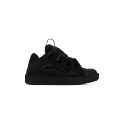 Black Glitter Leather Curb Sneakers 241254F128039