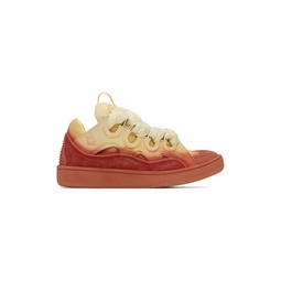 Yellow   Red Leather Curb Sneakers 241254M237066