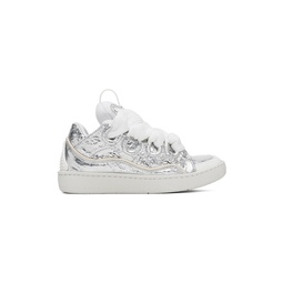 Silver Curb Metallic Effect Sneakers 241254M237047