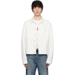 White Button Up Denim Jacket 241254M177000