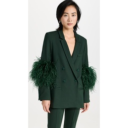 Stretch Scuba Double Breasted Blazer with Ostrich Feathers