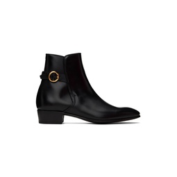 Black Leather Ankle Boots 241125M228000