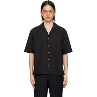Black Spread Collar Shirt 241125M192012