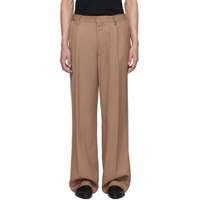 Brown Pleated Trousers 241125M191006
