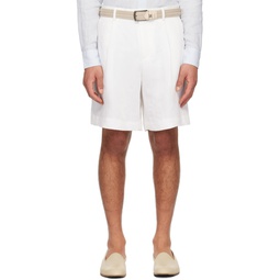 White Pleated Shorts 241125M193001