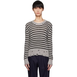 Gray Striped Sweater 232125M201000