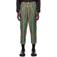 Green Striped Trousers 222745M191003