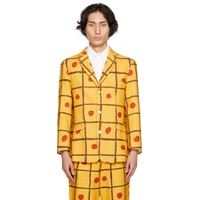 Yellow Checkered Blazer 222745M195002
