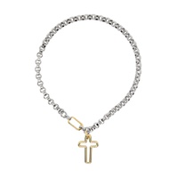 SSENSE Exclusive Gold   Silver Cross Pendant Necklace 231253F023088