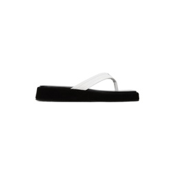 Black   White Leather Flip Flops 241495M233001