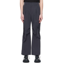 Navy Crinkled Trousers 231495M191009