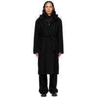 Black Hooded Coat 222495M176001