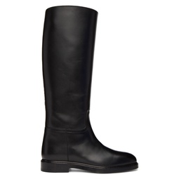 Black Leather Riding Boots 222448F115001