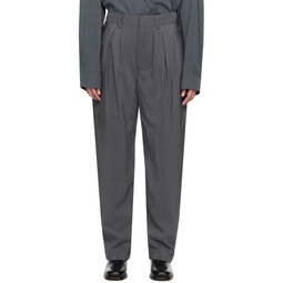 Gray Soft Pleated Trousers 232646F087002