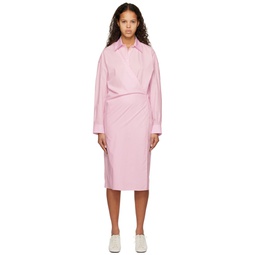 Pink Twisted Midi Dress 231646F054030