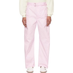 Pink Belted Twisted Trousers 231646M191002