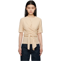 Beige Knotted T Shirt 231646F110013