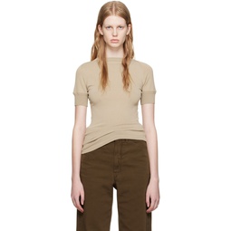 Taupe Darted Fitted T Shirt 231646F110008