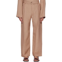 Brown Belted Easy Trousers 231646M191035