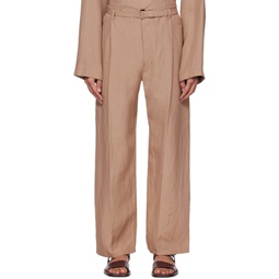 Brown Belted Easy Trousers 231646M191035