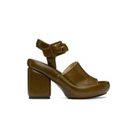 Brown Padded Wedge Heeled Sandals 241646F125008