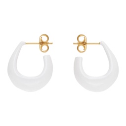 White & Gold Curved Mini Drop Earrings 241646F022011